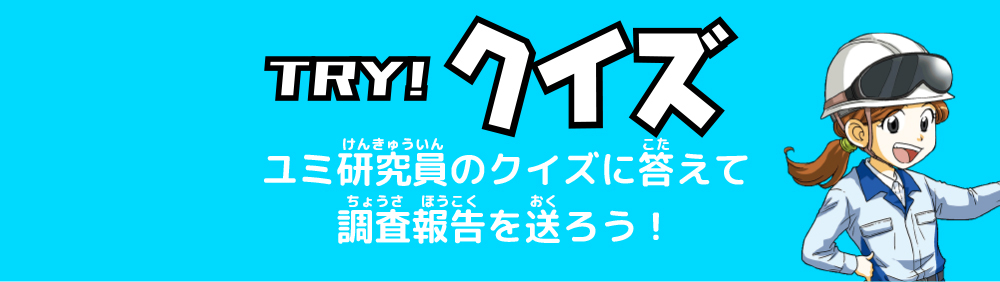 TRY! クイズ　ユミ研究員のクイズに答えて調査報告を送ろう！
