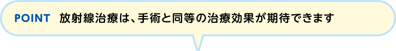 POINT 放射線治療は、手術と同等の治療効果が期待できます