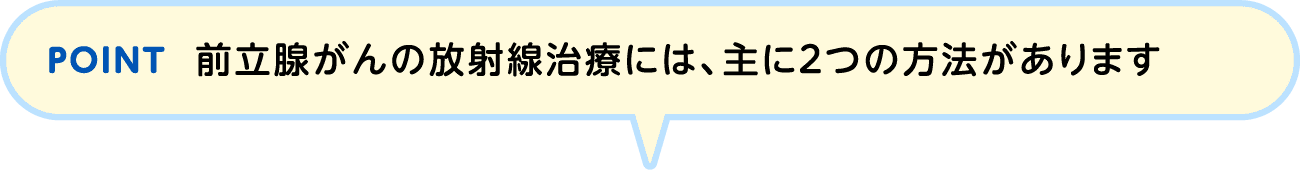 POINT 前立腺がんの放射線治療には、主に２つの方法があります