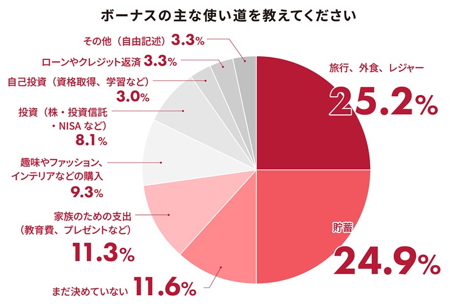 円グラフ（ボーナスの主な使い道を教えてください）