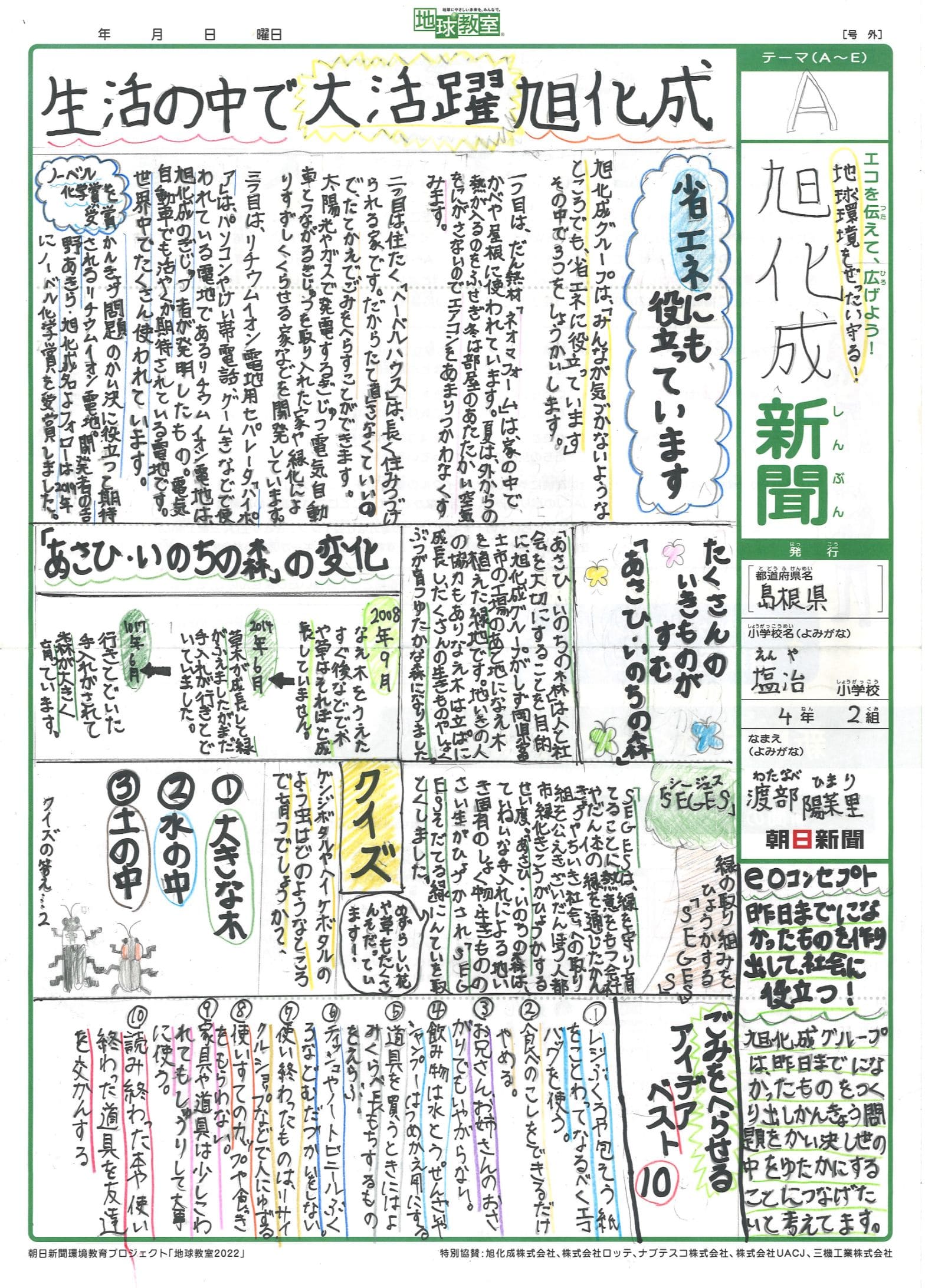 地球環境をぜったい守る！　旭化成新聞