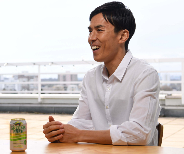 炭酸が効いておいしい「キリン グリーンズフリー」。いいリフレッシュになる！