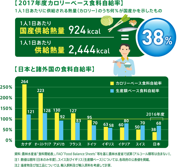 2017年度カロリーベース食料自給率