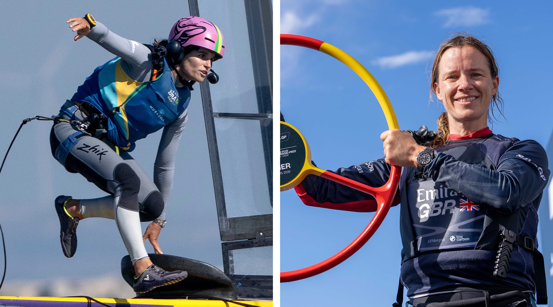 マルティネ・グラエル（左）とハナ・ミルズ（右） ©Rolex/Ricardo Pinto for SailGP／©Rolex/Andrew Barker for SailGP