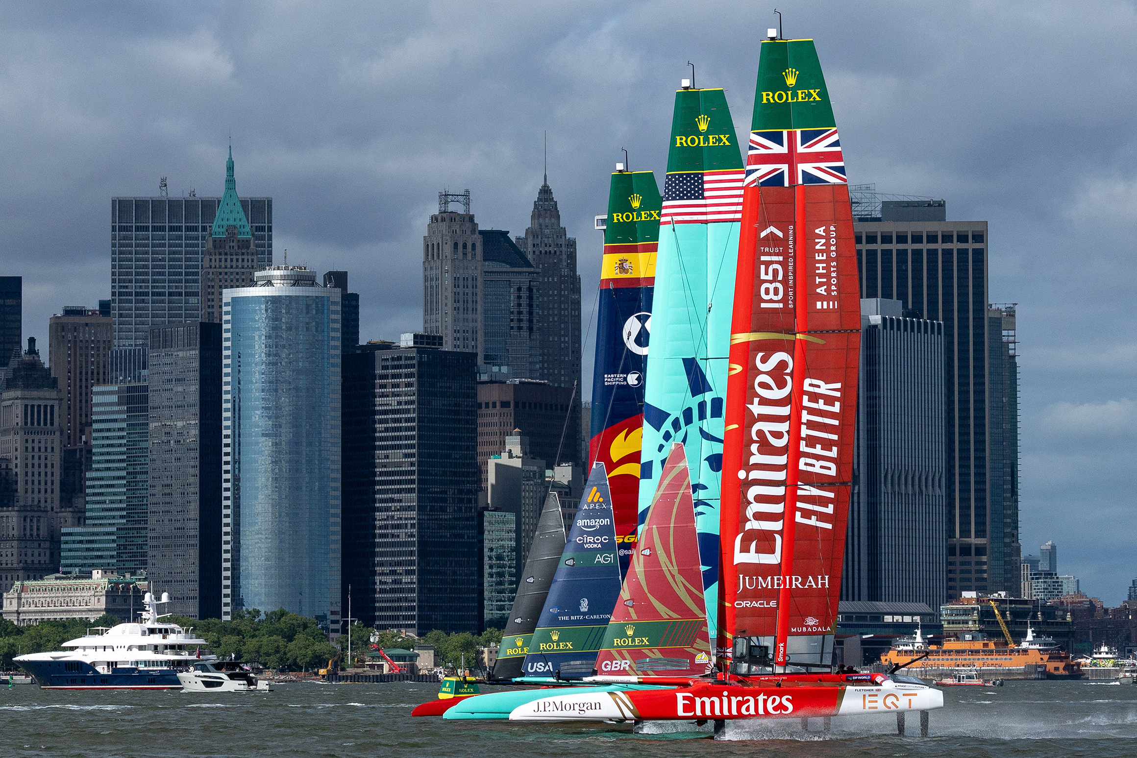 ニューヨーク大会。レース中は、チーム内の緻密なコミュニケーションが欠かせない© Rolex/Simon Bruty for SailGP