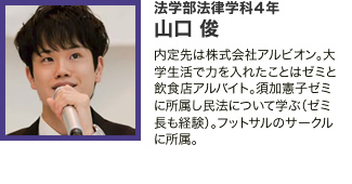 法学部法律学科4年 山口 俊