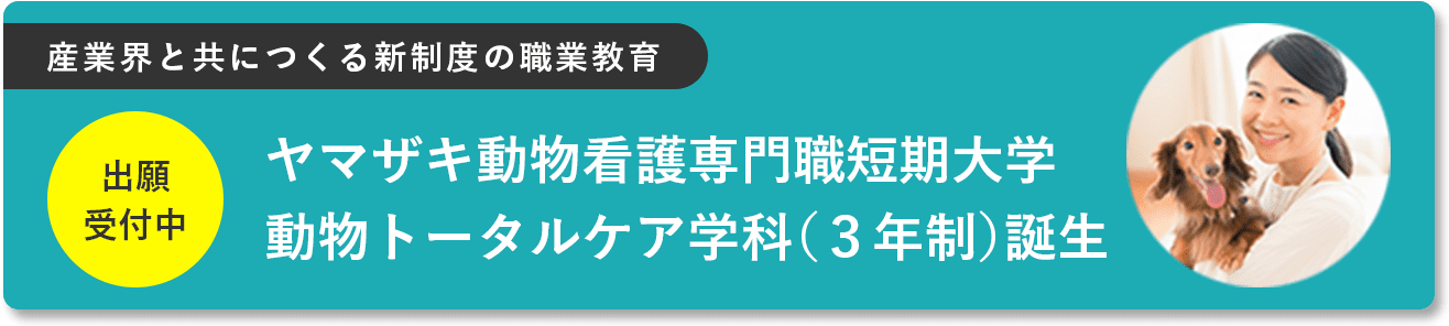 産業界と共につくる新制度の職業教育 出願受付中 ヤマザキ動物看護専門職短期大学 動物トータルケア学科（３年制）誕生
